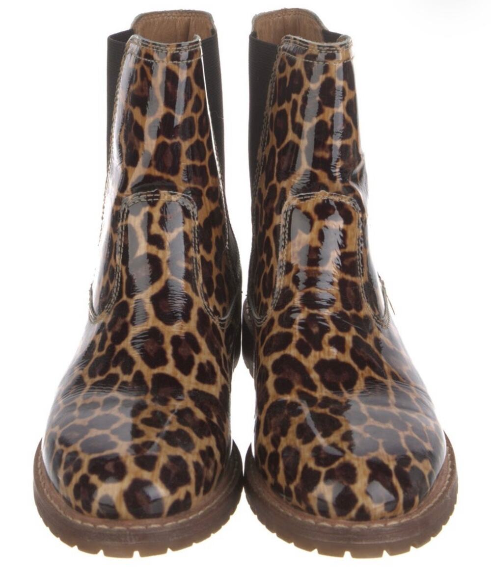 Lucchese Patent Leather Leopard Print Chelsea Boots 8.5